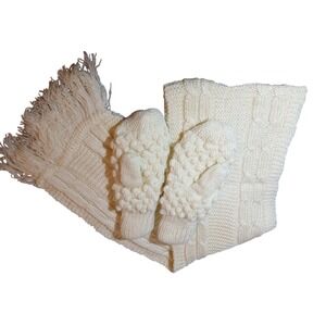 ROC Gloves One Size  &‎ Scarf 64' Set -Very Soft -Ivory/Cream Acrylic #391C